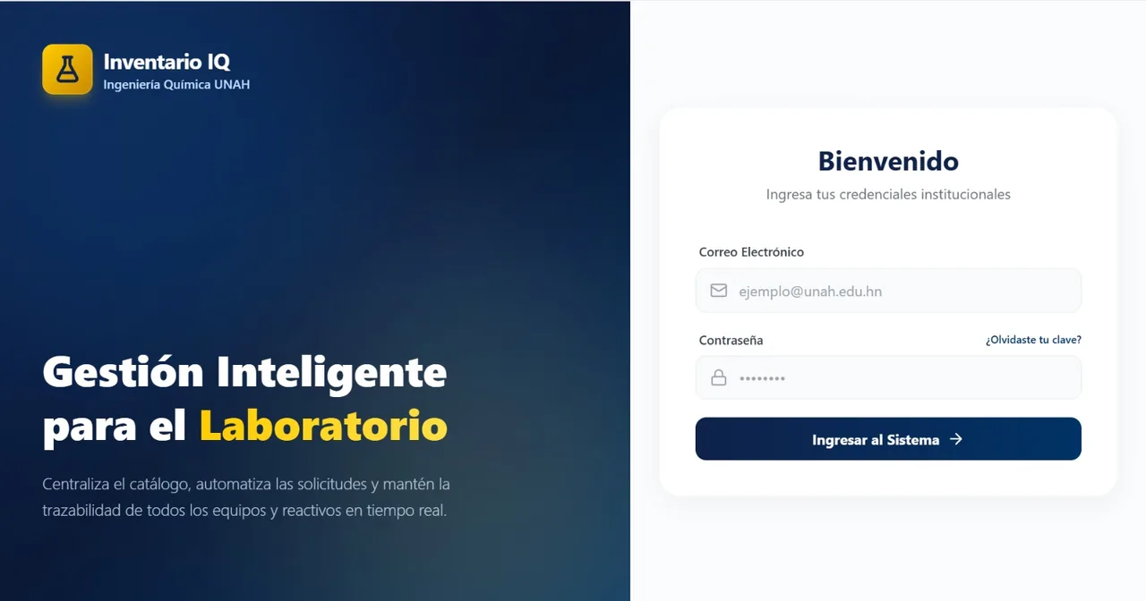 Inventario Lab. Química UNAH: Inicio de sesión