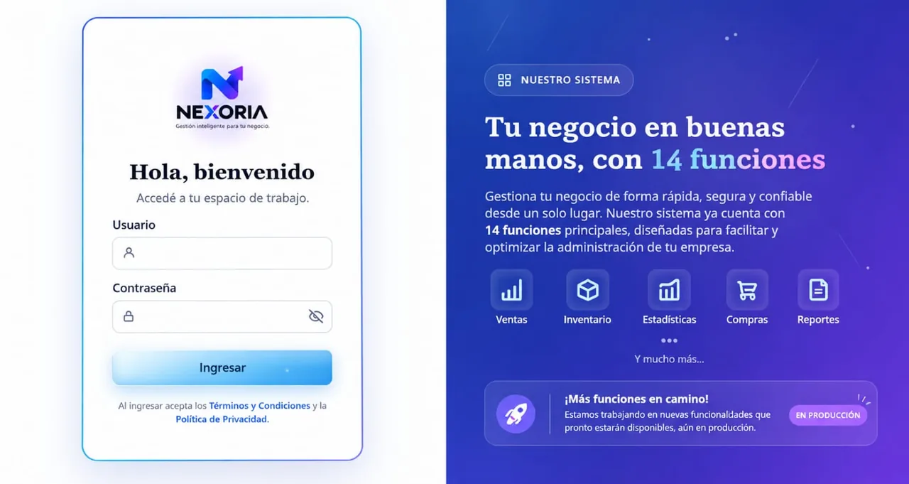 Nexoria, sistema de gestión SaaS: 14 funciones